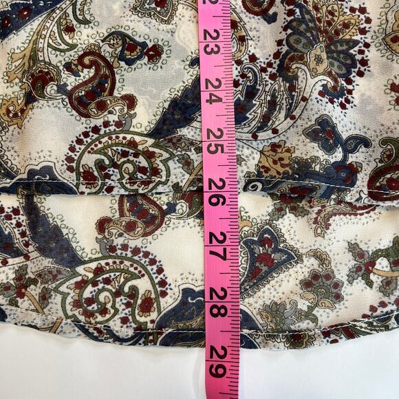 Ecote UO Maroon Gray Paisley Long Sleeve V Neck Boho Flowy Hippie Blouse Top S - Picture 7 of 7